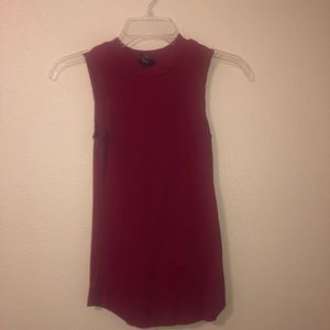sleeveless burgundy top
